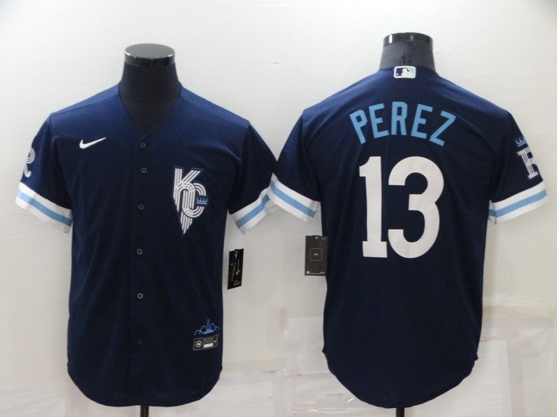 Men's Kansas City Royals Salvador Perez #13 Navy Baseball Jersey
